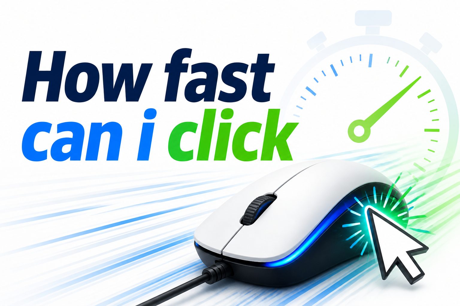 Close-up of a hand clicking a computer mouse quickly during a speed test