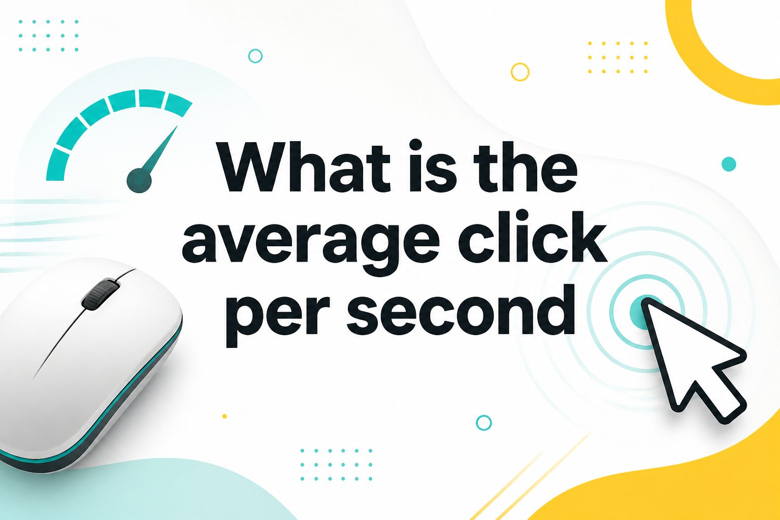 Hands clicking a mouse beside a stopwatch measuring clicks per second